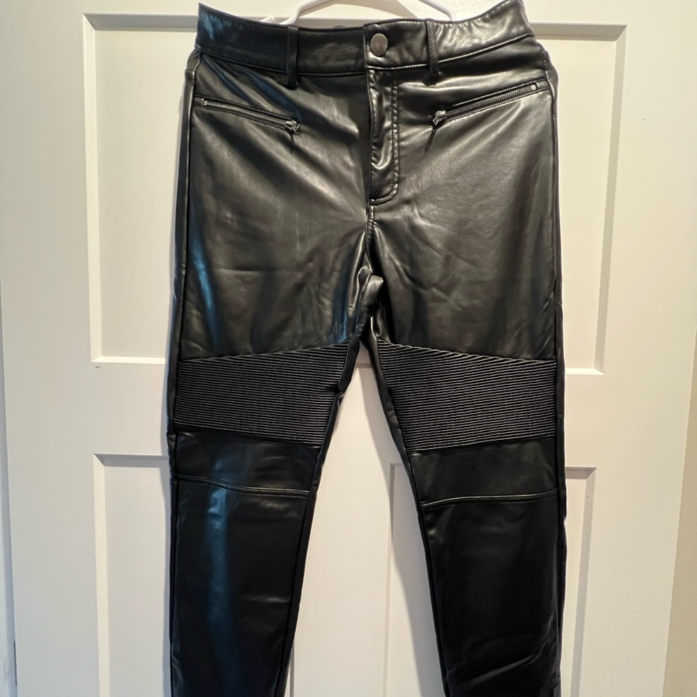 Thermal Coated Faux Leather Biker Leggings